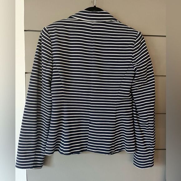 Lilly Pulitzer Leighton Blazer Size S Striped Blazer Knit Stretch Navy/White - Picture 2 of 7